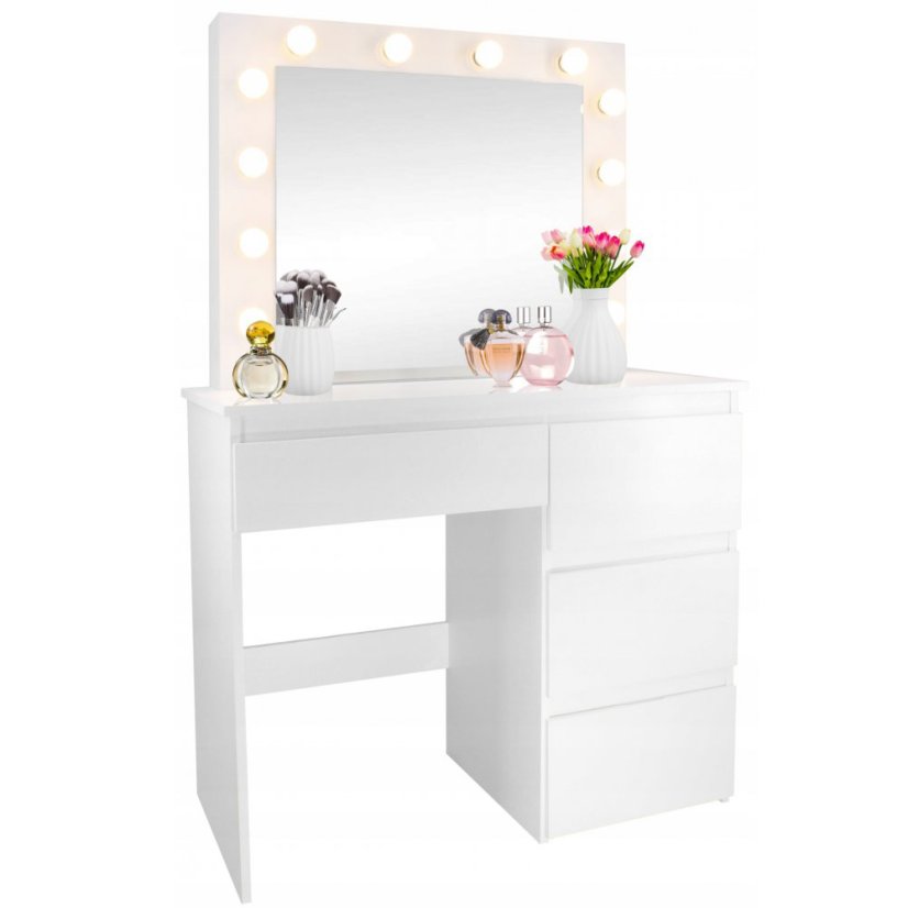 Toaletný stolík so svetielkami a šuflíkmi