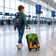 Troller de călătorie copii Minecraft pe roți cu cifru