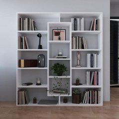Modern álló könyvespolc 135,5 x 126,5 cm - fehér
