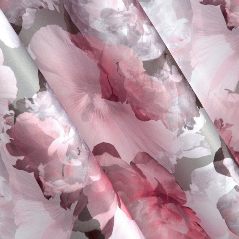 Rövid rózsaszín függöny virágmintával