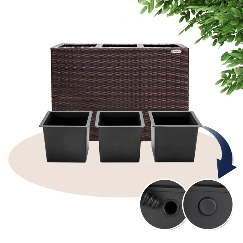 Polyrattan ültető növénytartó ráccsal