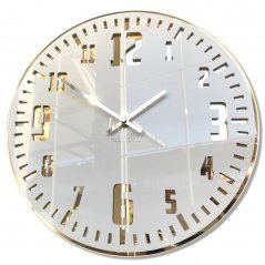 Бял стенен часовник в ретро стил със златен циферблат