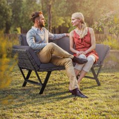 Gartenbank 2in1 aus Polyrattan 176 × 56 × 81 cm