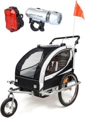 Remorcă pentru biciclete cu 2 locuri + JOGGER negru