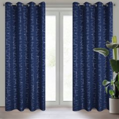 Eleganter Vorhang mit zartem Muster - blau