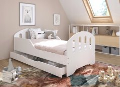 Otroška postelja SMILE s predalom 160 x 80 cm bela