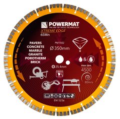 Diamantni rezalni kolut 350 mm za beton, granit in tlakovanje - izvrtina 25,4 mm