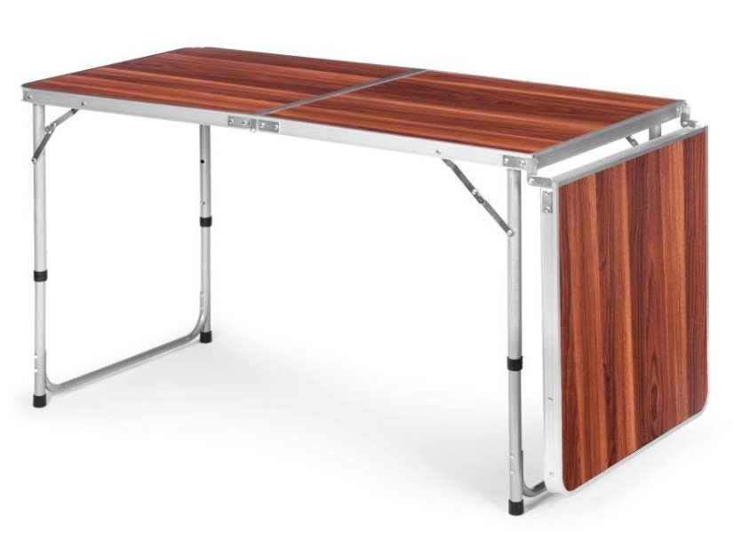 Masă de catering pliabilă 180 x 60 cm cu imitație de lemn în 3 părți