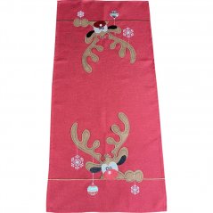 Vianočný šál v červenej farbe s aplikáciou sobov