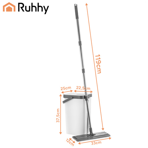 Ploski mop z dvokomornim vedrom z vrtiljakom 11 l + 3 pokrovi