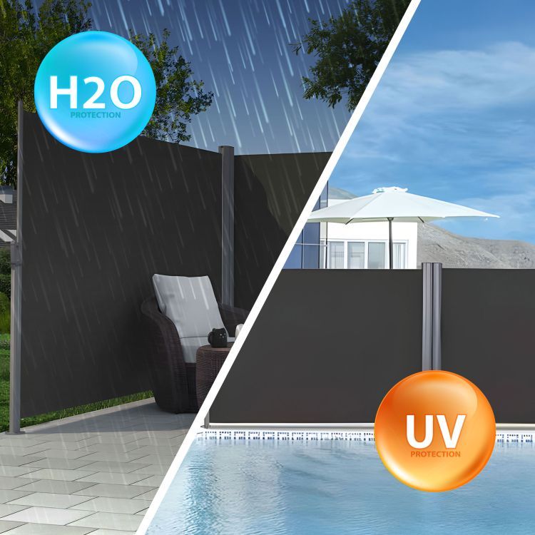 Dvojni stranski senčnik, zaslon 300 x 300 x 180 cm za terase in balkone - siv