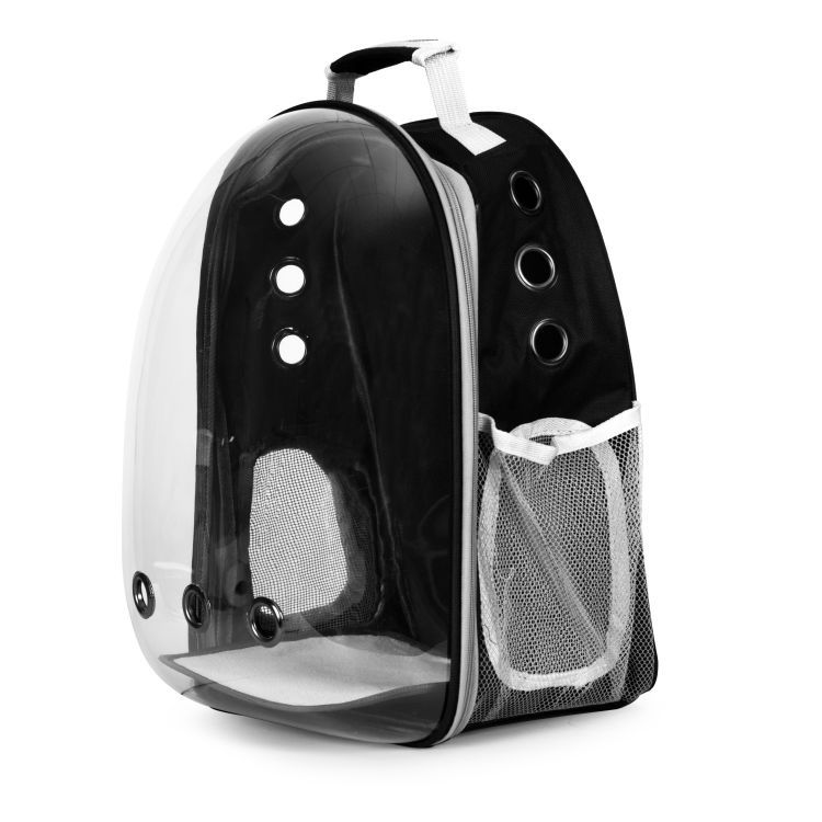 Petsi Kisállat hordozó hátizsák ablakkal  - fekete