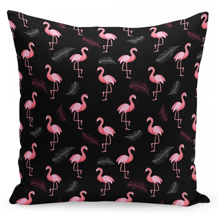 Fekete díszpárnahuzat Flamingo