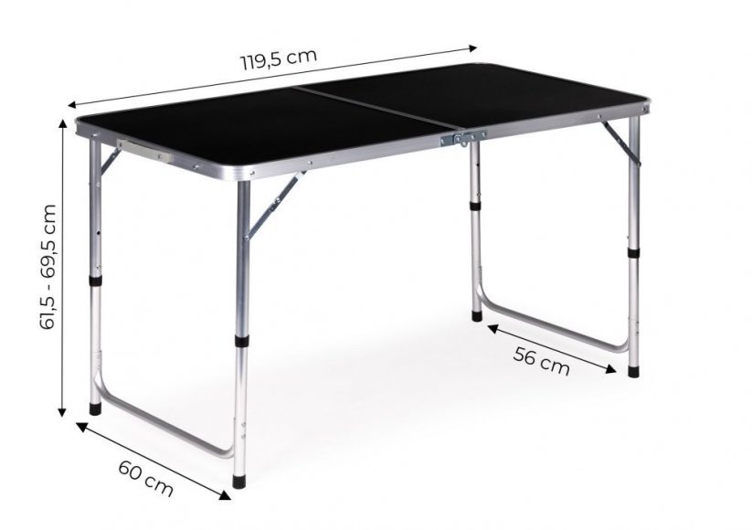 Skladací cateringový stôl 119,5x60 cm čierny