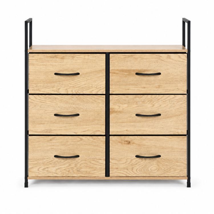Comodă cu 6 sertare din material textil și cadru metalic 87 x 80 x 24 cm