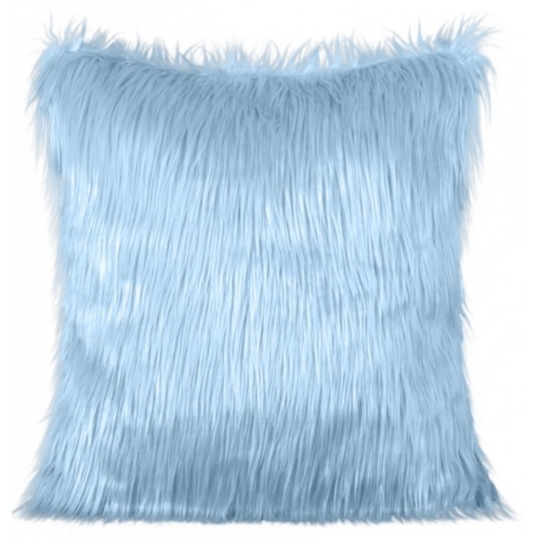 Față de pernă decorativă cu blană albastru deschis - Mărimea pernei: 55x55 cm