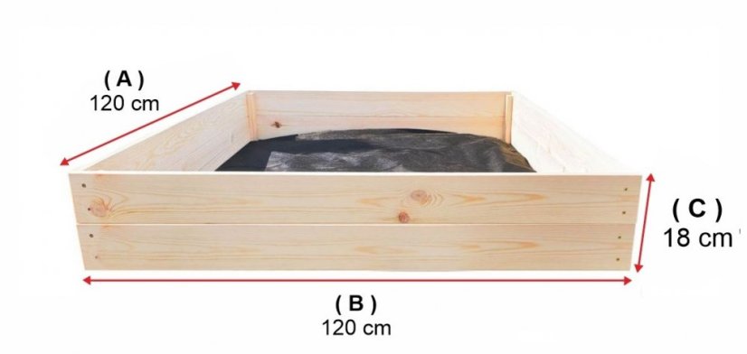 Prírodný vyvýšený drevený záhon 120 x 120 x 18 cm