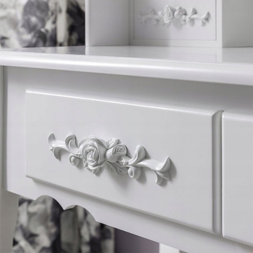 Kozmetický stolík so zásuvkami a otočným zrkadlom