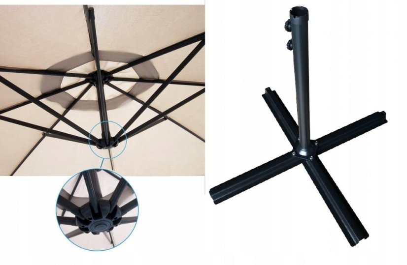 Veľký záhradný slnečník so stojanom šedej farby