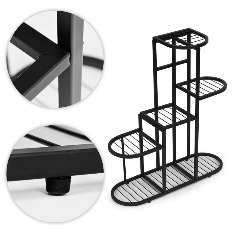 Suport minimalist pentru flori - 5 niveluri, metal negru