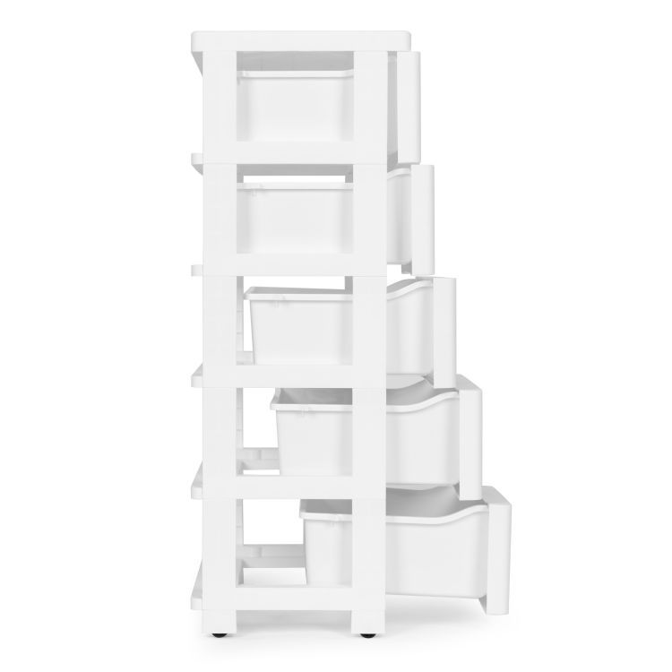 Regál s 5 zásuvkami v bielej farbe