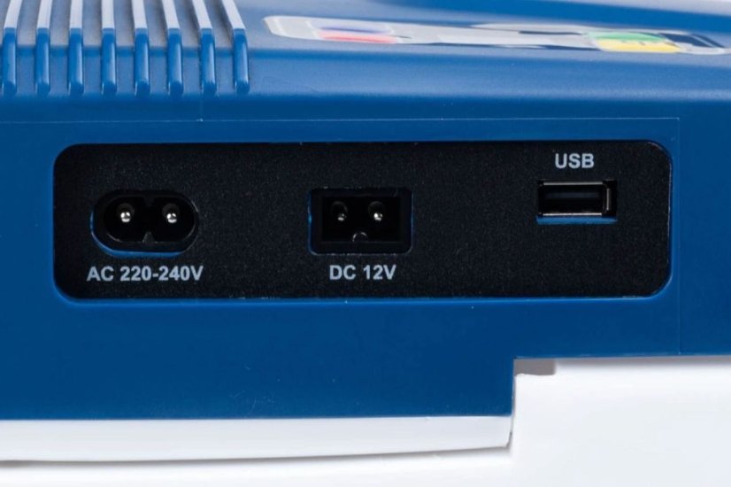 Prenosná turistická chladnička USB 29 l modrá s displejom