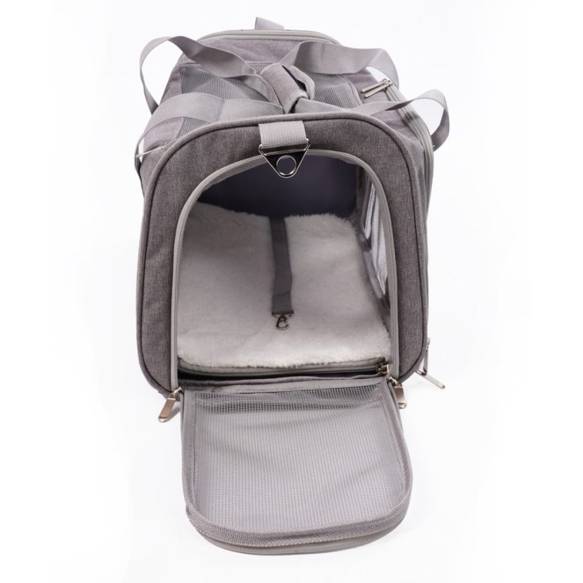 Összecsukható textilszállító doboz állatoknak - szürke, 45 x 37 x 22 cm