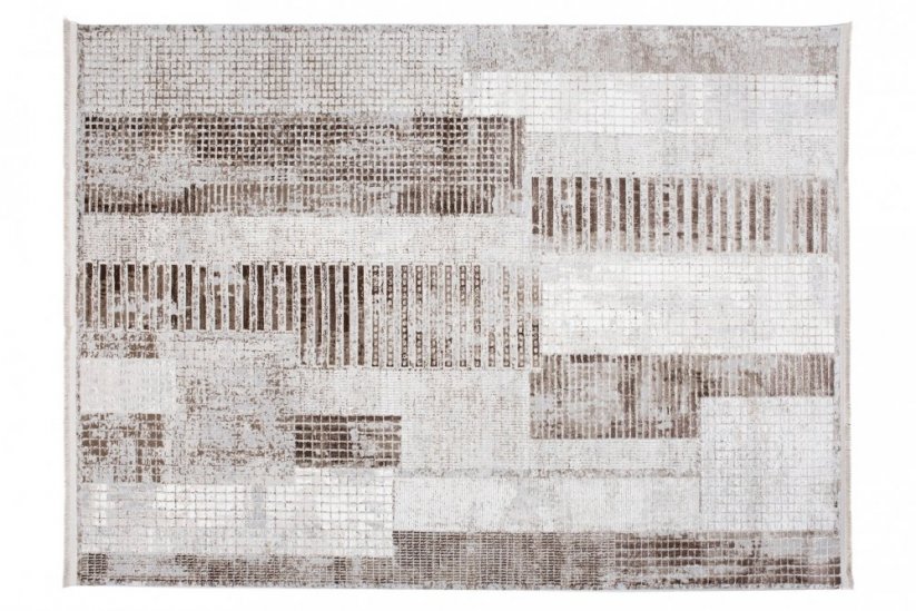 Designer-Teppich im Vintage-Stil mit geometrischen Mustern in Brauntönen