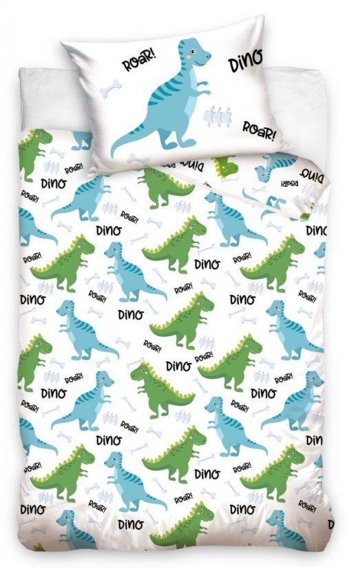 Bavlnené obliečky do detskej postieľky s farebnými dinosaurami