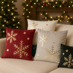 Weihnachtlicher dekorativer Kissenbezug mit goldenen Schneeflocken