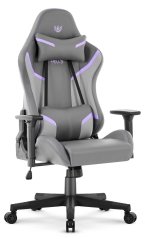 Herné ergonomické kreslo HC-2002 s nosnosťou 150 kg - sivé s fialovými detailmi
