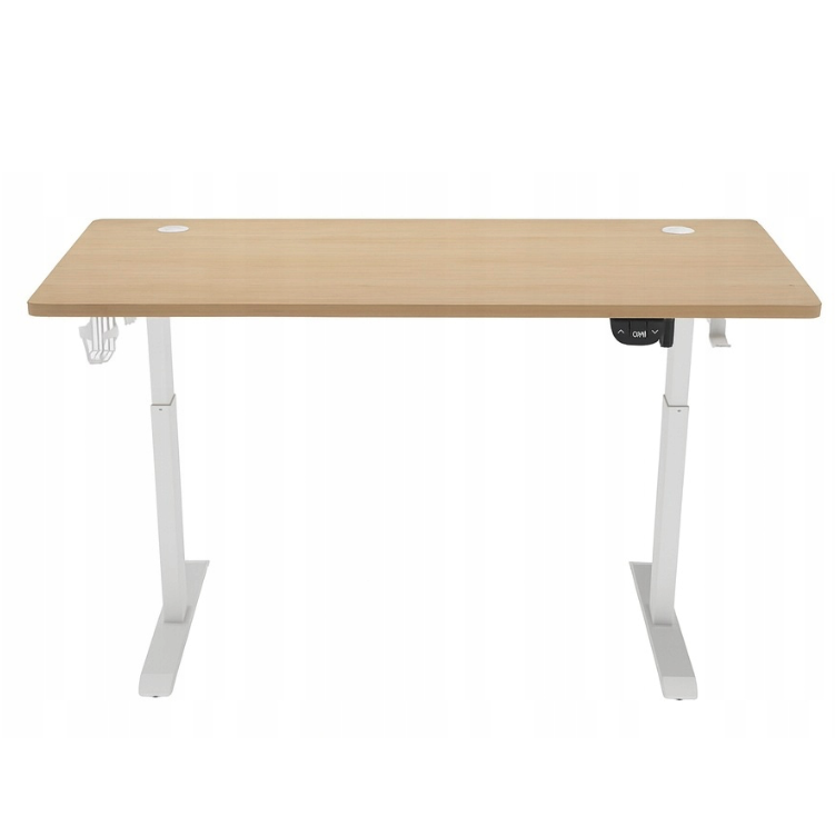 Elektrický výškovo nastaviteľný stôl 72 - 117 cm - jelša, biela
