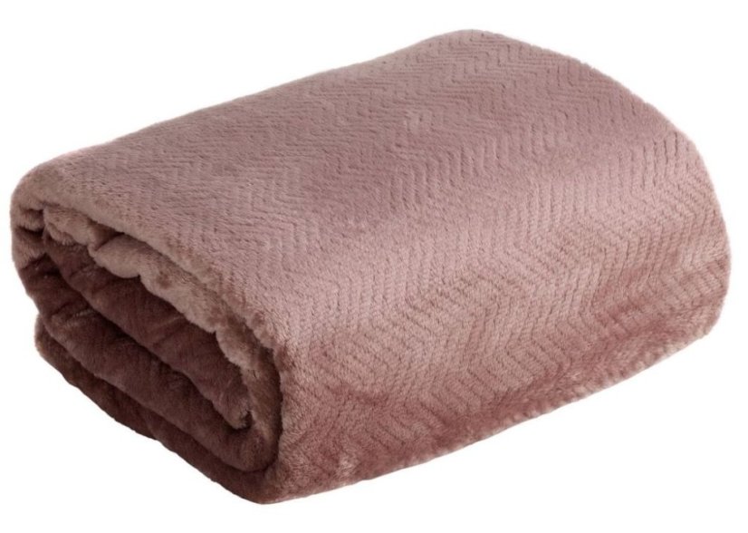 Plyšová deka s reliéfnym vzorom staroružová