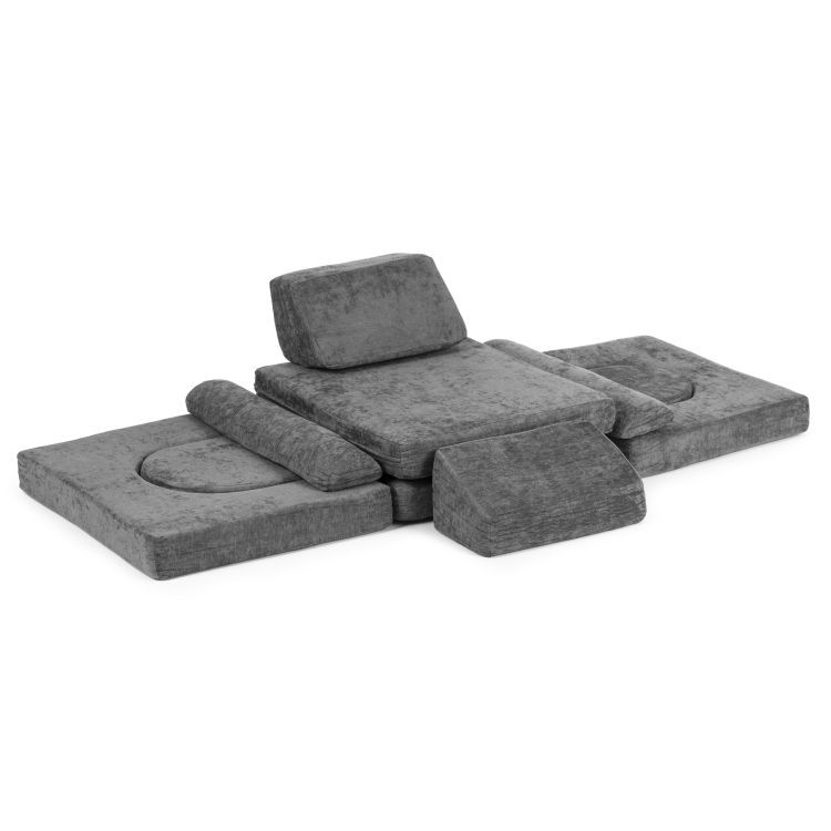 Großes dunkelgraues modulares Kindersofa - 10 Teile