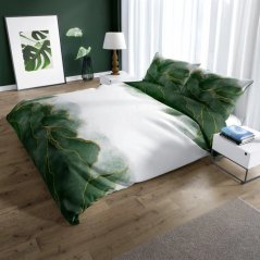 Lenzuola in cotone sateen con motivo astratto verde-oro