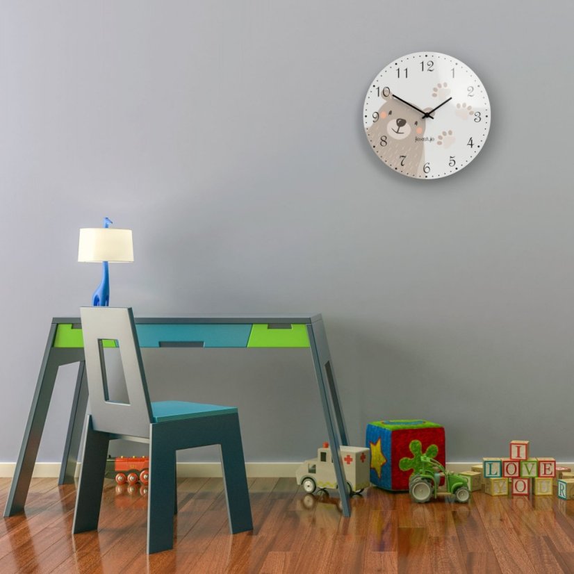 Roztomilé detské nástenné hodiny s medvedíkom