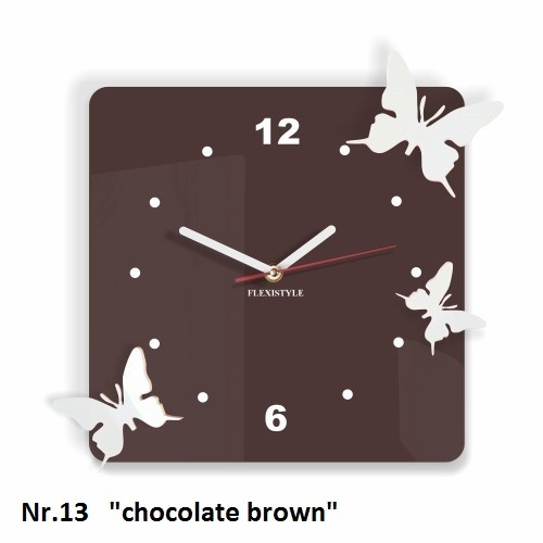 Červené nástenné hodiny 3D motýliky