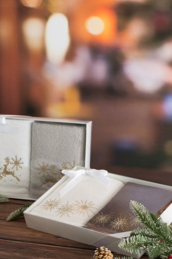 Bavlnená vianočná sada uterákov s jemným vzorom