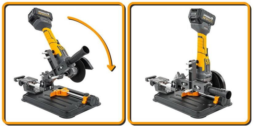Stojan na uhlovú brúsku s nastaviteľným uhlom rezu 0–45°