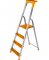 Hliníkový rebrík so 4 schodíkmi a nosnosťou 150 kg, oranžovej farby