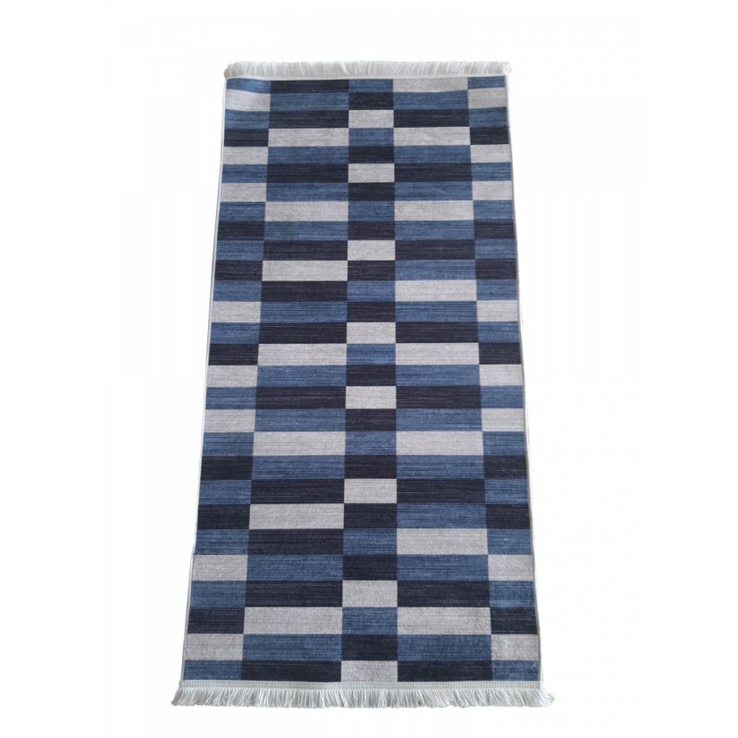 Koberec behúň v odtieňoch modrej farby