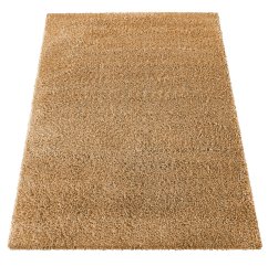 Moderný shaggy koberec v horčicovo žltej farbe