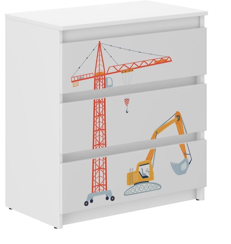 Komoda do detskej izby s motívom nákladných áut 76x40x70 cm