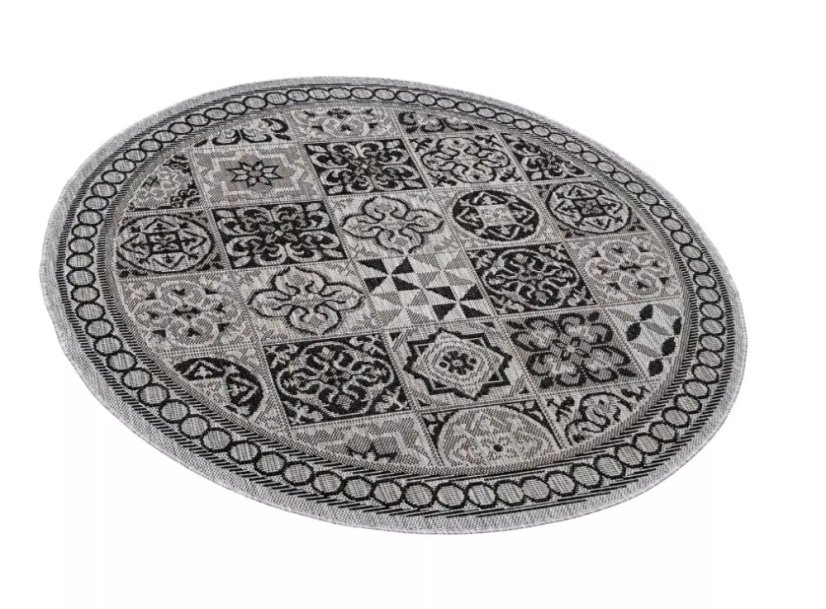 Sivý okrúhly koberec MELISSA so vzorom porto dlaždíc
