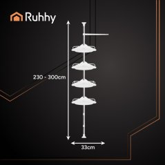 Kotna teleskopska polica za prho - nastavljiva višina 240-310 cm