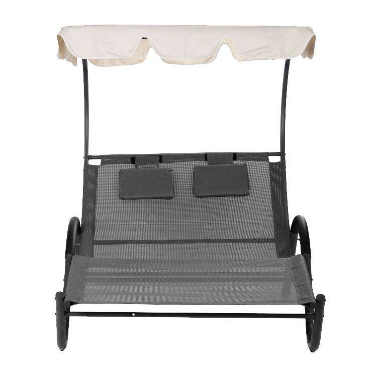 Kényelmes kerti napozóágy két személy számára, ernyővel