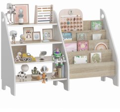 Praktický regál Montessori 2v1 pro děti - sonoma + bílá