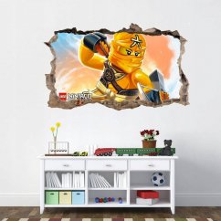 Autocolant de perete unic, asemănător unui poster, pentru camera copiilor cu personajul Ninja Go 47 x 77 cm
