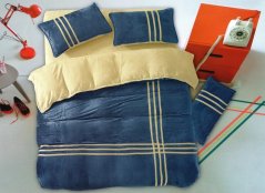 Tmavo modré posteľné obliečky s béžovými pásmi