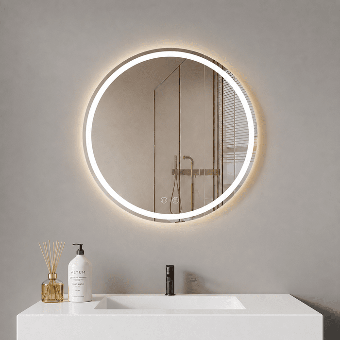 60 cm-es, kerek LED-es tükör érintőképernyős vezérléssel